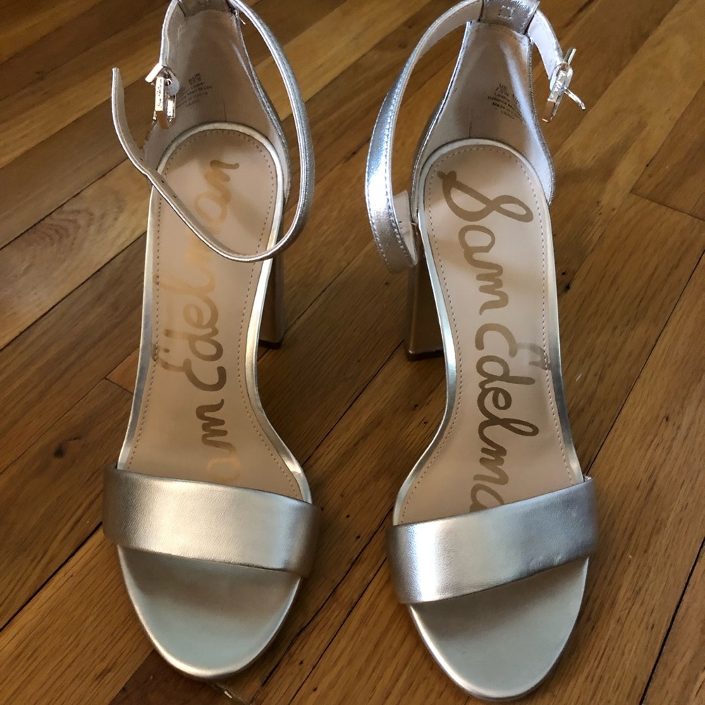 Sam Edelman Gold Open Toe Block Heels